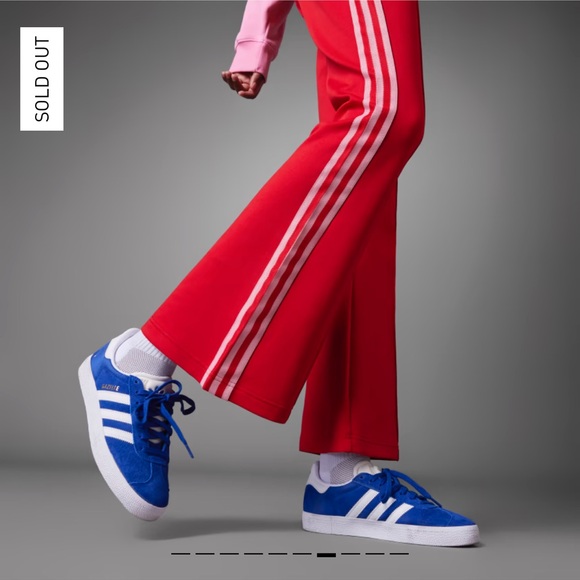 Adidas Red Track Pants with White Stripes - Picture 2 of 14